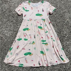 ANGEL DEAR Golf-Themed Toddler Girl Short Sleeve Twirly Dress 3T